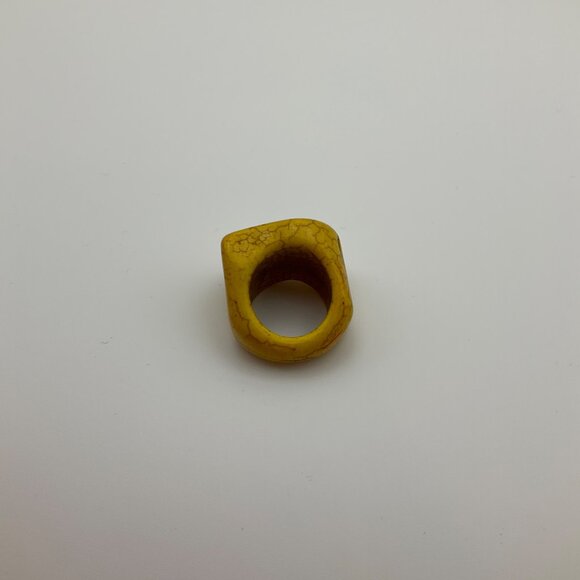 Vintage Chunky Handmade Mustard Yellow Ceramic Ring Plus Size 9-9.5 - Picture 4 of 6